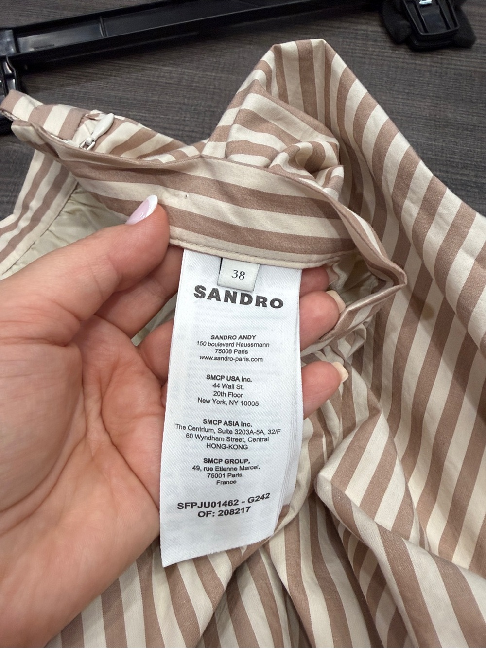 Sandro Patchwork Stripe Button-Down Shirt and bubble skirt set - Picture 7 of 10
